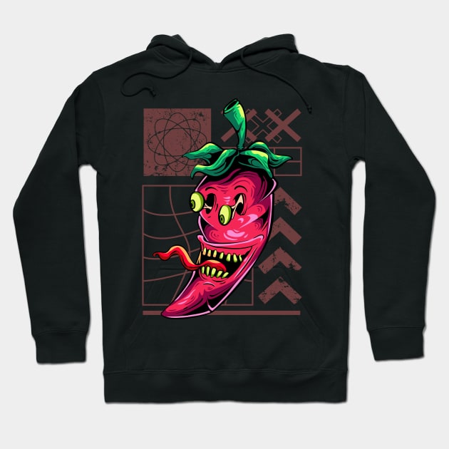 Food Monster, scary chili Hoodie by Ihsanmtsm Illustration